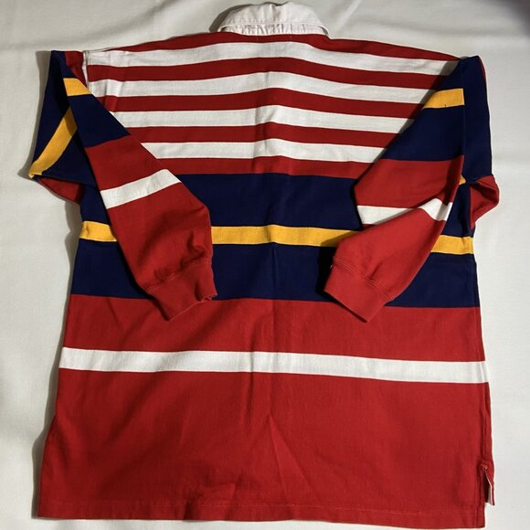 Vintage 90s Eddie Bauer Rugby Shirt XL Patriotic Stripes - Picture 4 of 8